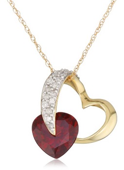 10k Yellow Gold Diamond and Garnet Pendant