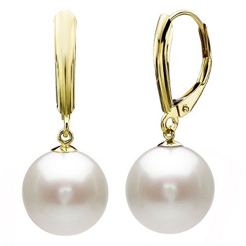 14k Gold Cultured Pearl Leverback Earring