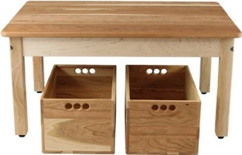 Cherry and Maple Child's Play Table with Storage Crates