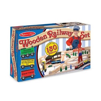 Melissa & Doug Deluxe Wooden Railway Set