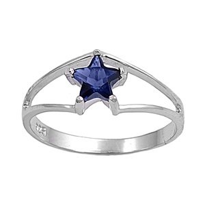 Sterling Silver 7mm Star Blue Sapphire CZ Ring