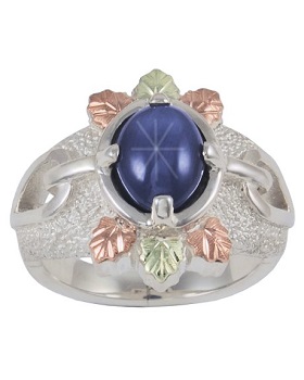 Sterling Silver Blue Star Cabochon Sapphire Ring