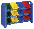 ECR4Kids 3 Tiered Plastic Storage Organizer with Bins for Toys 