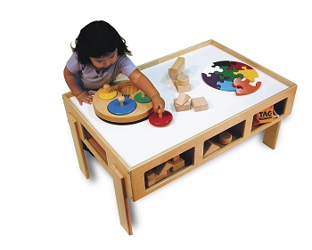 Childs Train Table with Eight Cubbies Storage